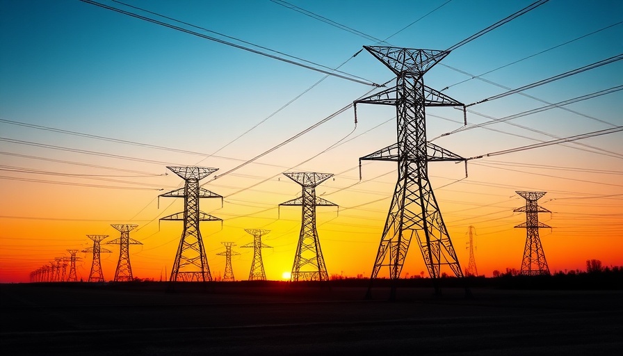 Aufteilung der deutschen Stromgebotszone: Transmission towers at sunset.