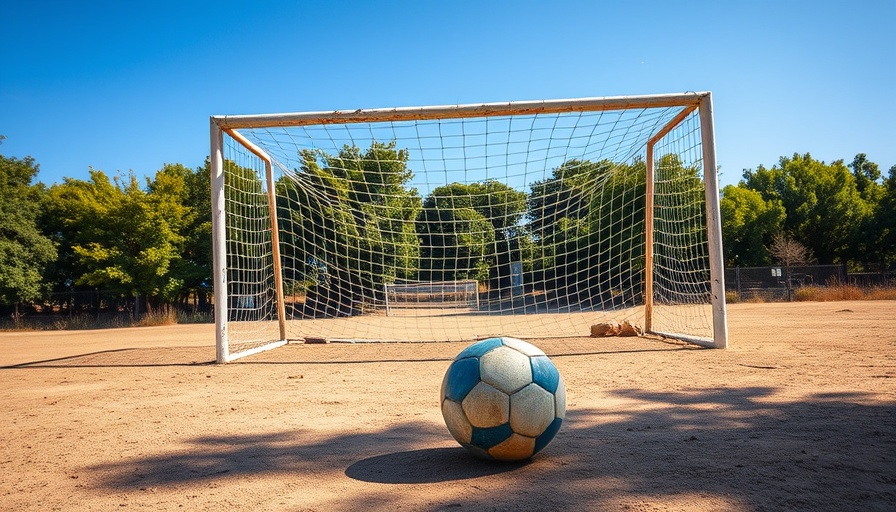 Weathered soccer goalpost on dusty field at TSV Siems Abbruch