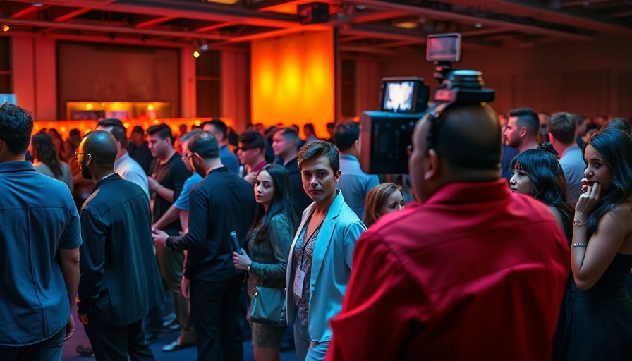 Event scene with individuals posing and a photographer, highlighting OnlyFans Schweden Bezahlung kriminalisieren.
