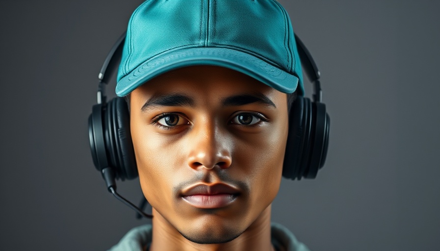Focused young man with headset and algorithmic management icons.