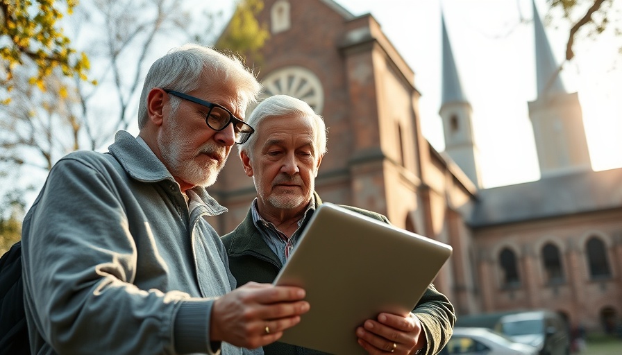Reparatur der Turmspitze von St. Jakobi in Lübeck: People discuss plans on a laptop at the site.