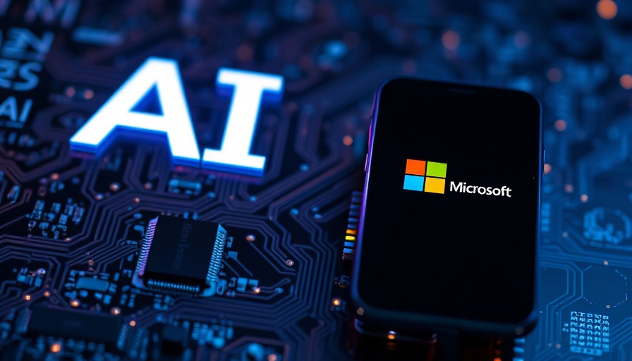 AI and Microsoft technology integration concept with circuit board.