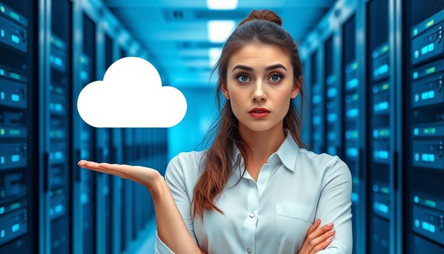 Confused woman in data center with cloud icon, exploring Cloud-Backups vs. Cloud-Speicher.