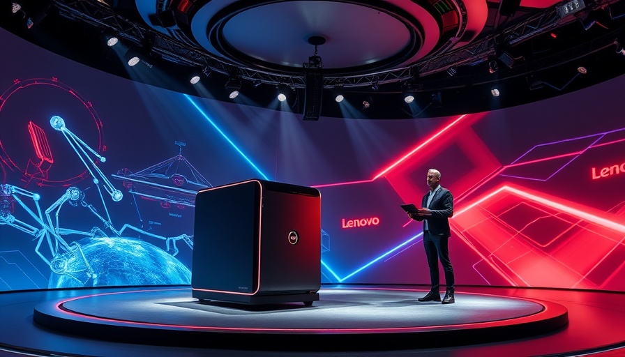 Lenovo ThinkCentre neo Ultra 2025 showcased on stage with presenter.