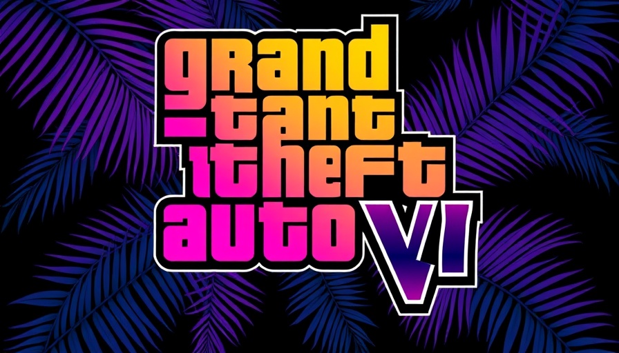 Vibrant GTA VI logo with tropical theme and bold typography
