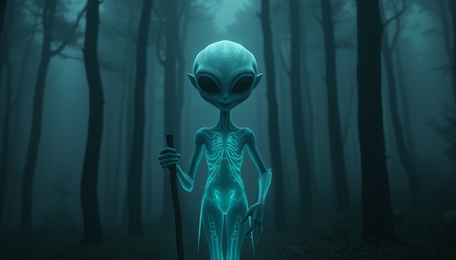 Jedi Beerdigung scene with ethereal figure in dark forest