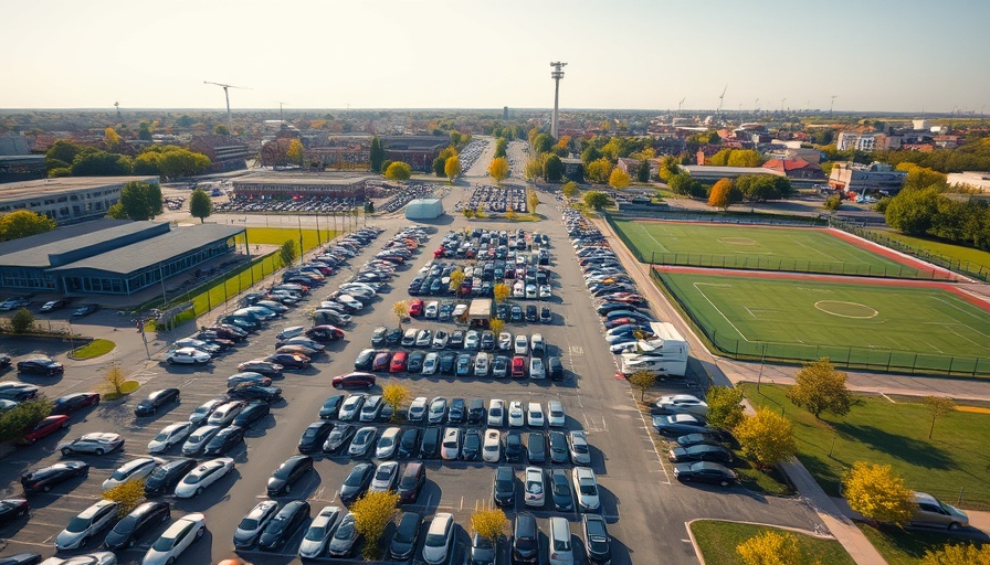 Aerial view of parking lot at Parken am Stormarnplatz Ahrensburg.