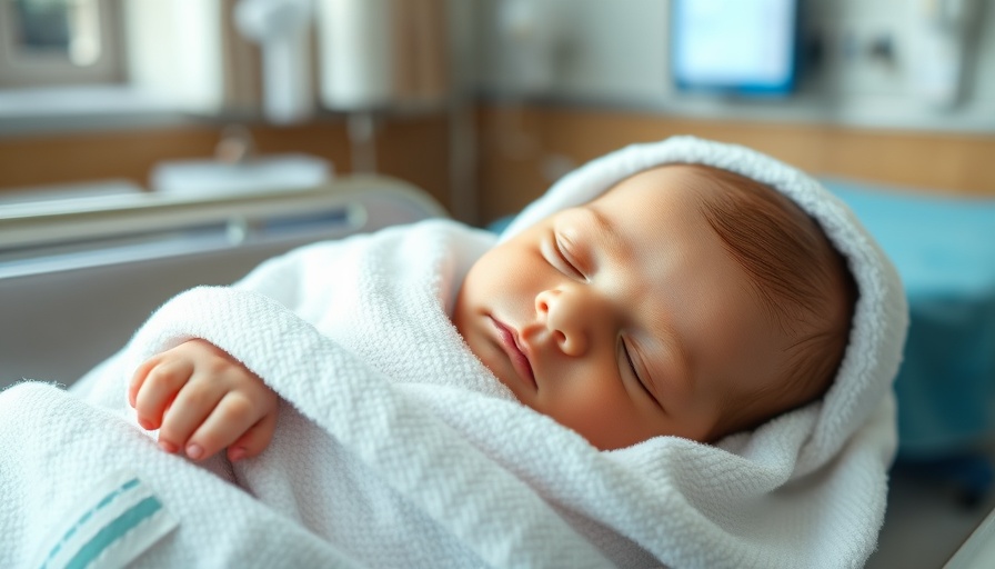 Sleeping newborn wrapped in towel in hospital, Sylt Geburt Notfall.
