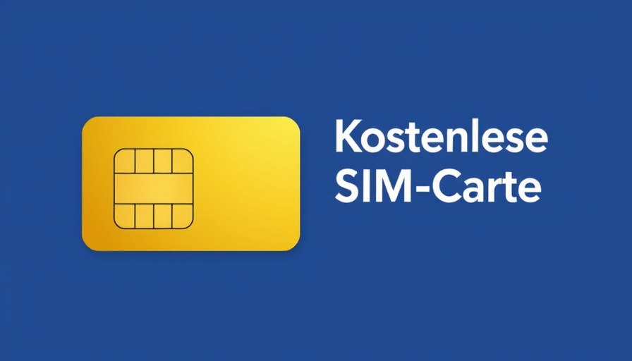 Kostenlose SIM-Karte graphic on blue background.
