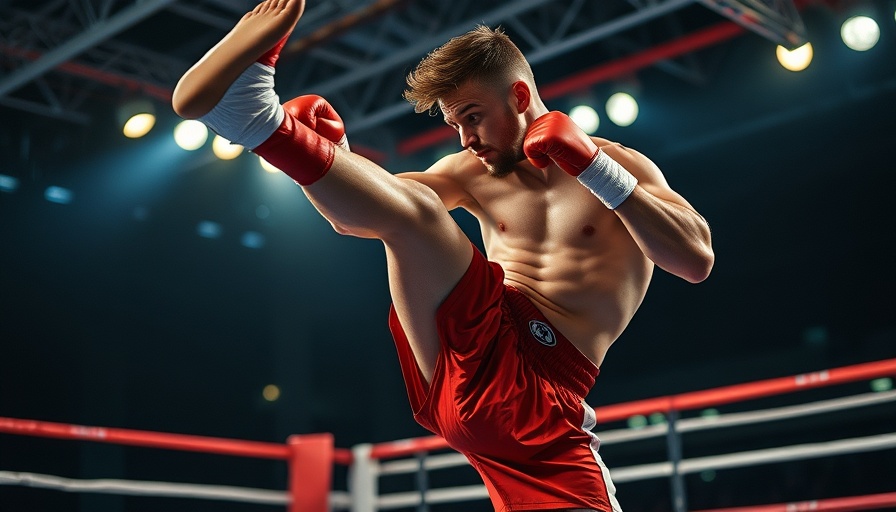 Pascal Schrot executing a high kick in a Muay Thai fight.