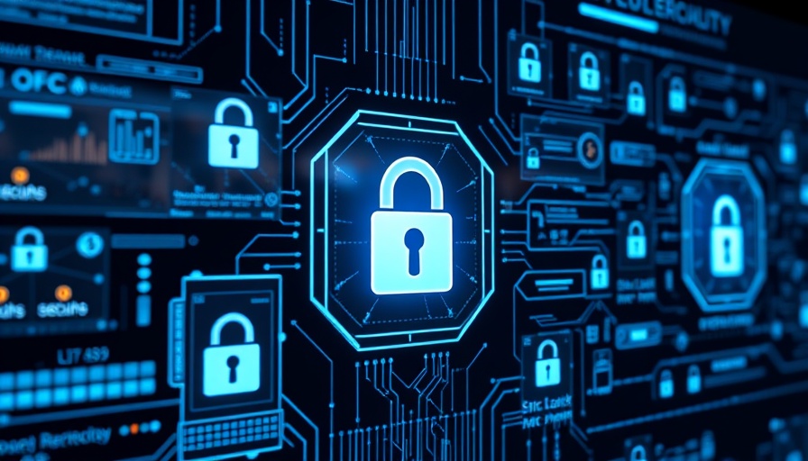 Futuristic digital security interface in a tech environment.