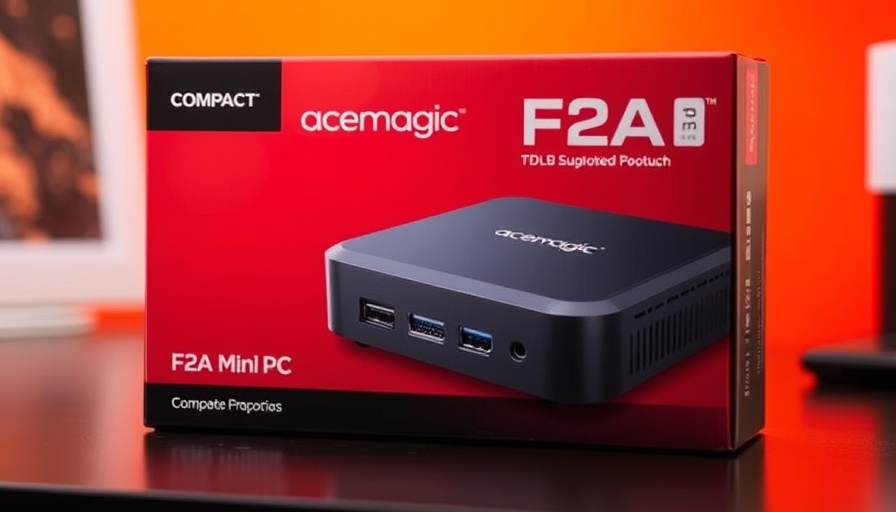 Acemagic F2A Mini-PC packaging with colorful background