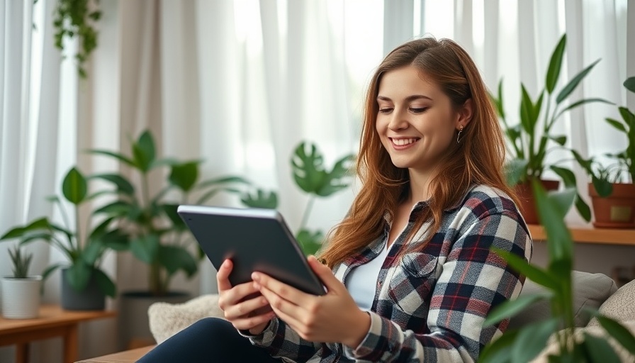 Cozy scene: Woman streaming on tablet using FRITZ!Box.