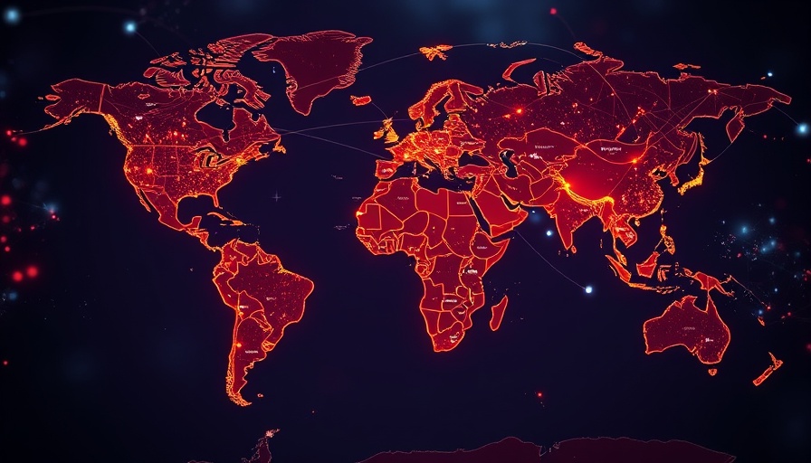 Global map showing social media AI outsourcing connections.