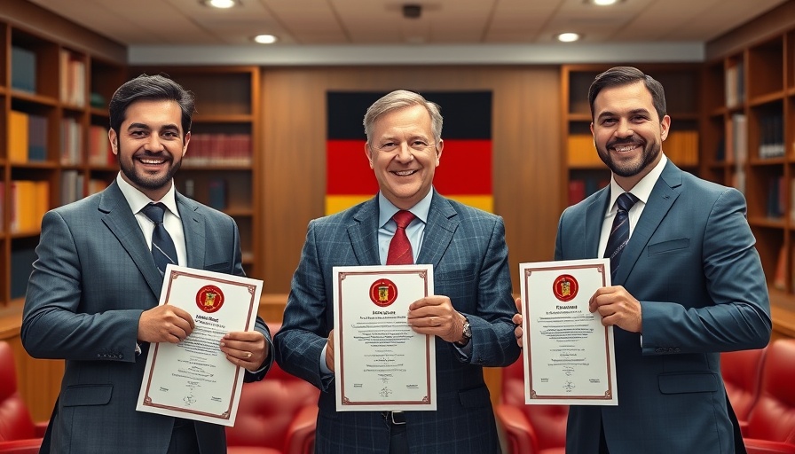Digitalministerium Deutschland event with men in suits holding certificates.