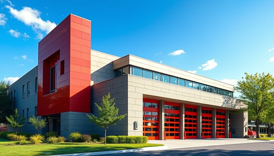 Modern fire station building under blue sky, Feuerwehr Glinde Probleme.