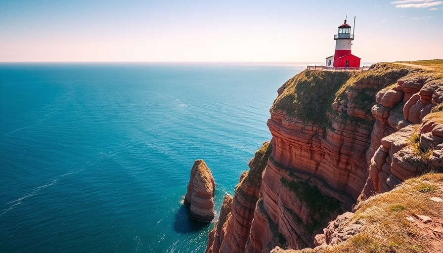 Scenic Helgoland lighthouse and ocean cliffs, Leben auf Helgoland.
