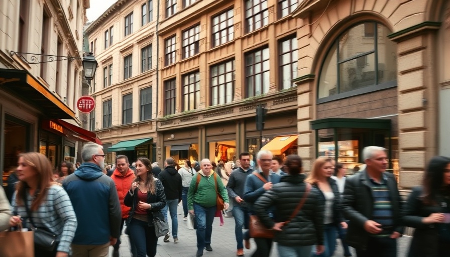 Bustling city shopping scene reflecting Konsumstimmung in Deutschland