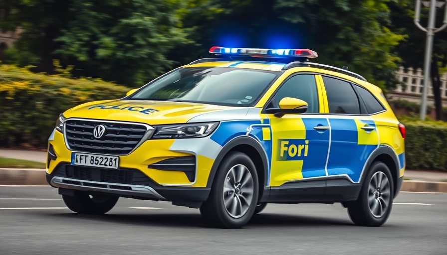Polizeiauto in Bad Oldesloe mit blinkenden Sirenen.