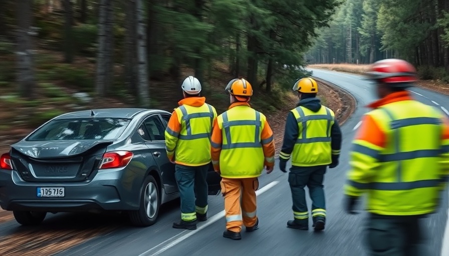 Emergency team at Lütschensee accident scene, car off road.