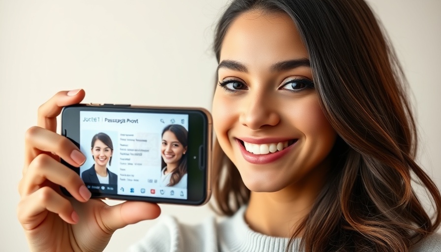 Digitale Passbilder Glinde: Woman's digital passport photo via smartphone.