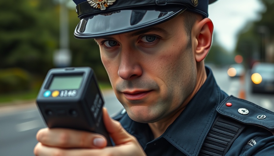 Police officer using a laser speed meter for Verkehrssicherheit 2024.