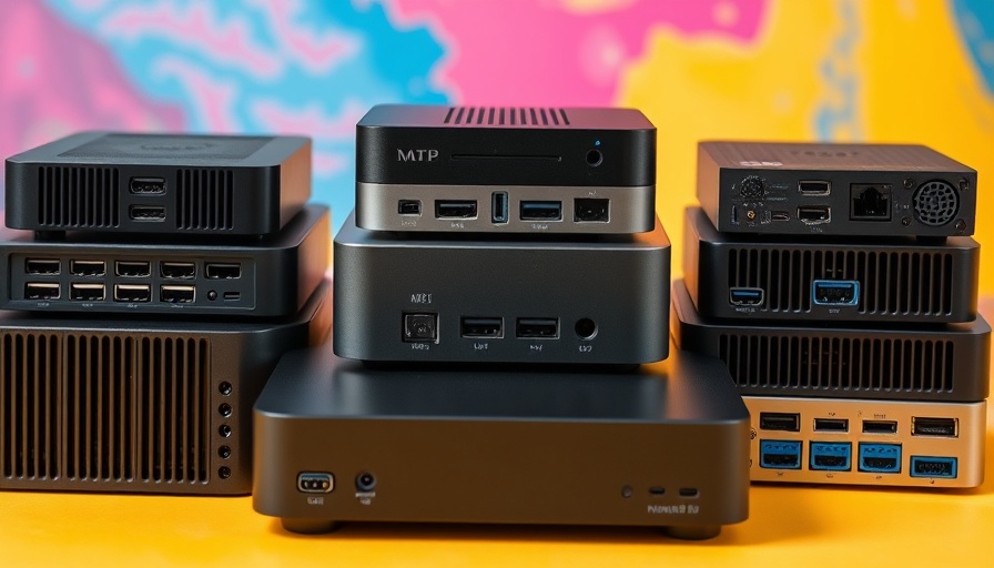 Sleek mini-PCs under 300 Euro showcased against vibrant colors.