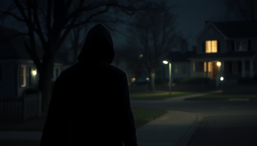 Virtual reality burglary study scene with figure and house.