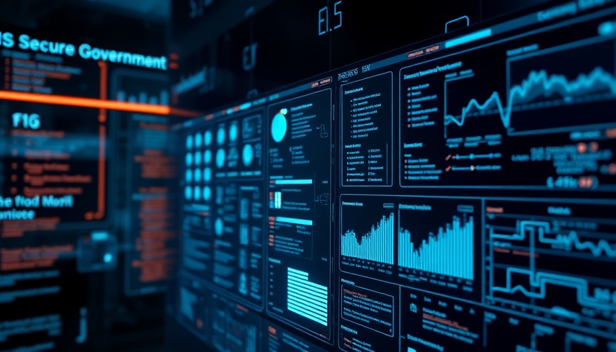 Futuristic interface of zentrale Datenbank US-Regierung with data visuals.