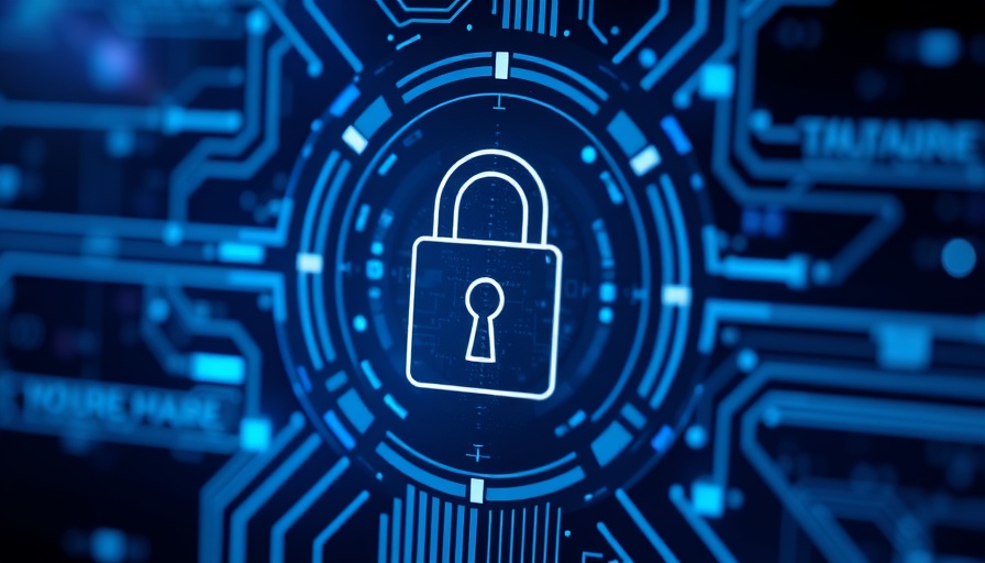 Futuristic data protection concept with lock symbol in blue tones.