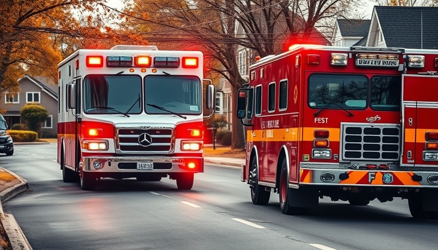Feueralarm Lütjensee: Ambulance and fire truck responding on street