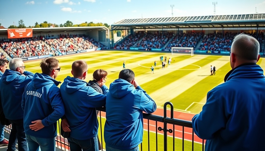 Fans watching SV Todesfelde match from sidelines, wearing blue jackets.
