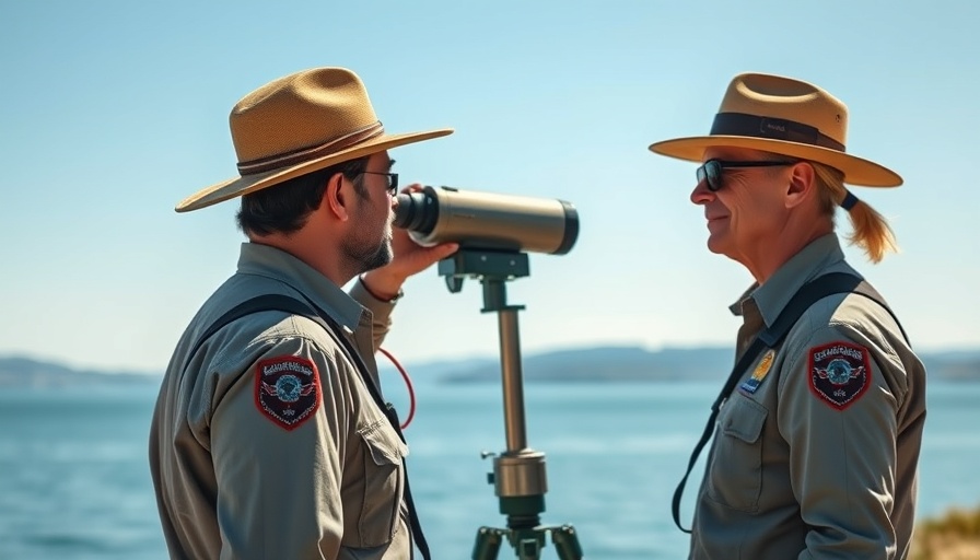 Park rangers at Steinhuder Meer Hochsaison 2023 enjoying lake view.