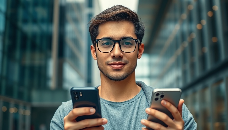 Young man with smartphones, featuring Samsung Galaxy S25 Edge.