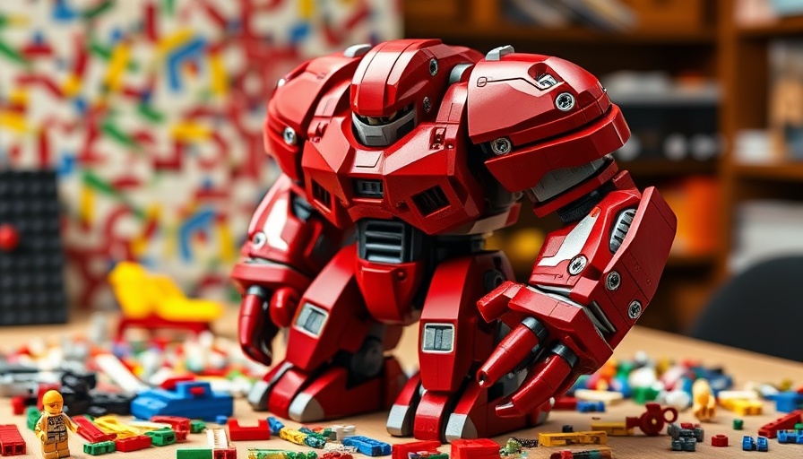 Detailed LEGO Hulkbuster 76210 displayed on a table.