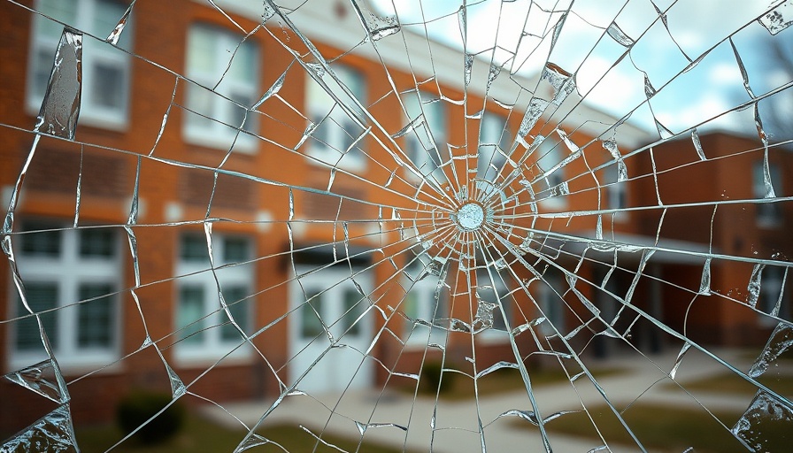 Vandalismus an Lübecker Schule: shattered window pane close-up