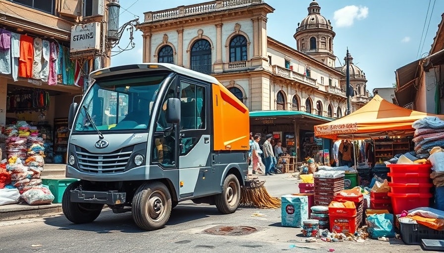 Reinigungskräfte in Hamburg clearing marketplace with cleaning vehicle.
