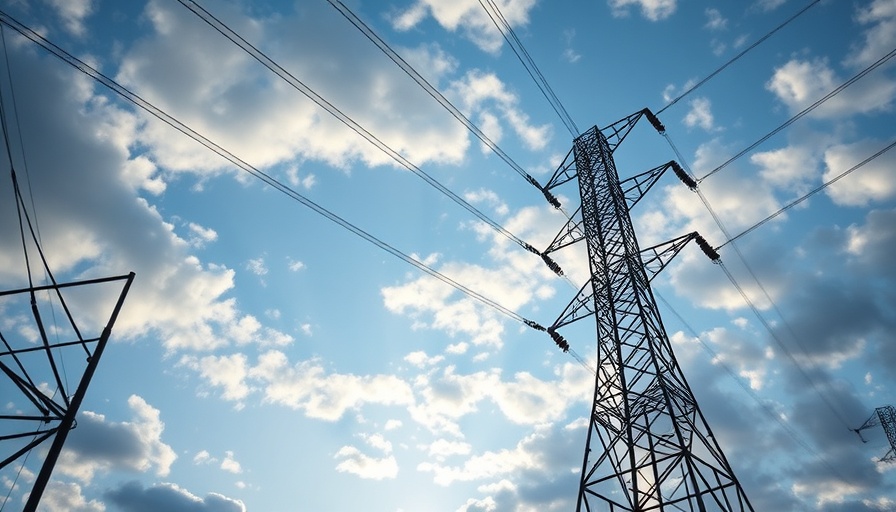 Electricity pylon and clouds against blue sky; Stromausfall in Spanien und Portugal.