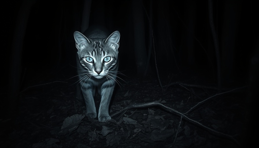 Wildkatze zurück im Norden - Night vision of wildcat in forest.