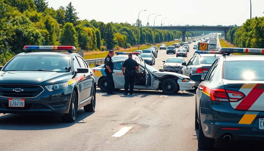 Unfall mit Streifenwagen auf Autobahn mit Polizisten