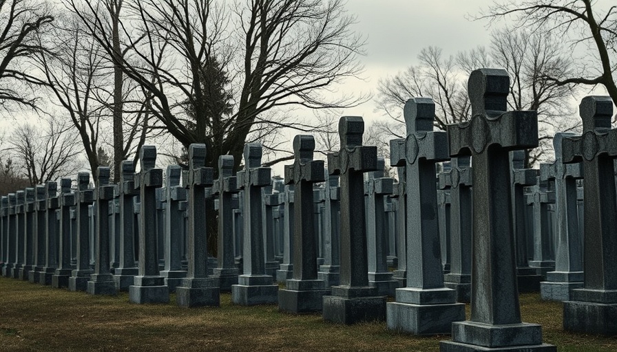 Suche nach den Vermissten des Zweiten Weltkriegs, gray crosses in a graveyard.
