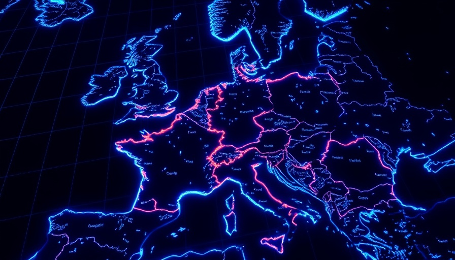 Futuristic digital map showing Germany's AI competency.