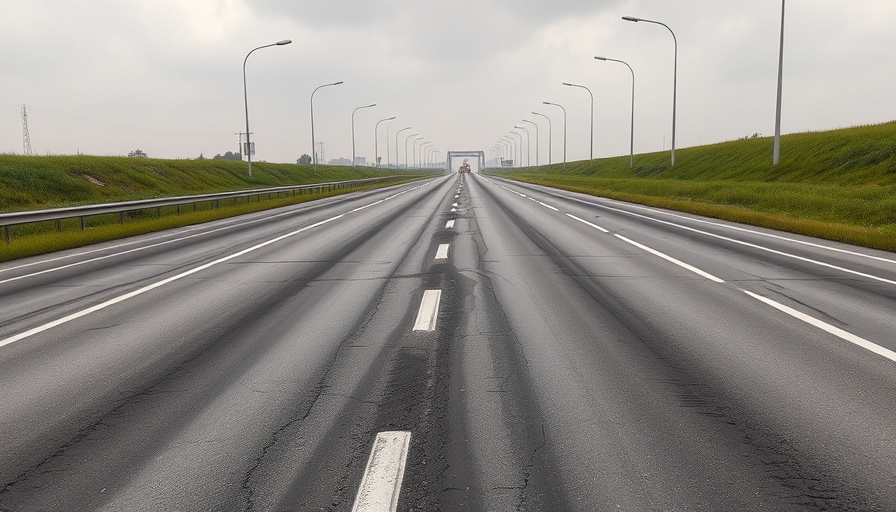 Illegales Autorennen A7 Unfall, leere Autobahn mit Unfallspuren, Rettungsfahrzeuge.