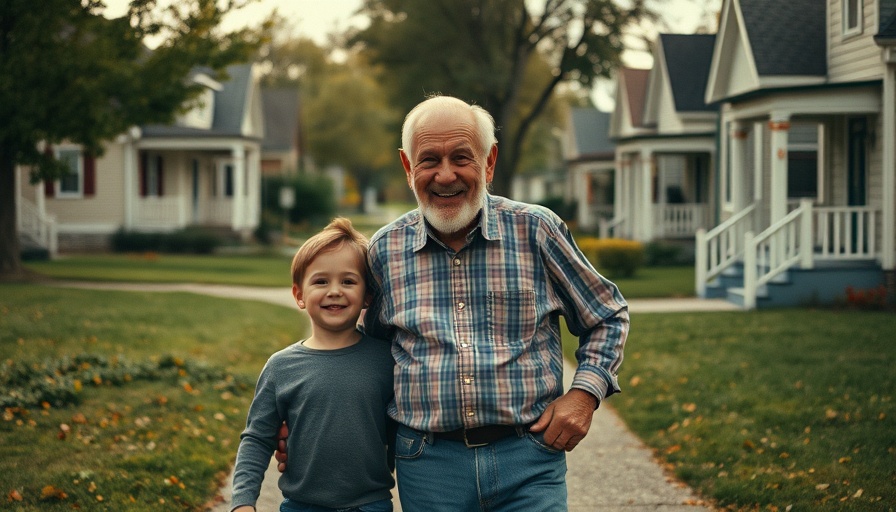 Man and child walking in a suburban neighborhood, RAF-Terror in Deutschland.