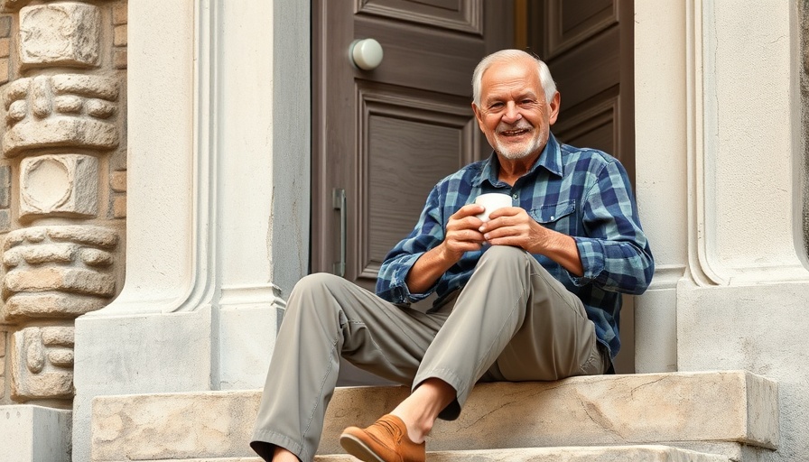 Naturstein TREPPEN aus lokalen Ressourcen, elderly man relaxing on stone stairs.