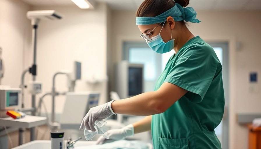 Reinigung im Kreißsaal: person in green scrubs cleaning a clinical setting.