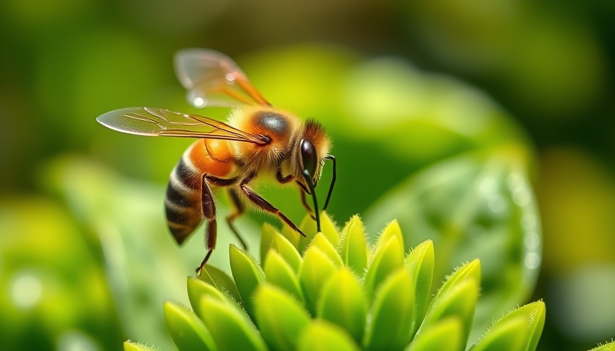 Stadtimkerei und Umwelt: Close-up of honeybee feeding on plant with bokeh.