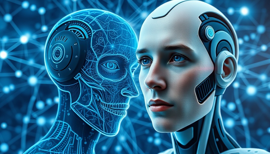 KI-Gerät Sam Altman digital fusion with human and robot face.