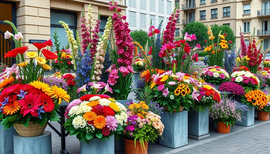 Blumen-Deko Bad Oldesloe vibrant floral arrangement outdoors.