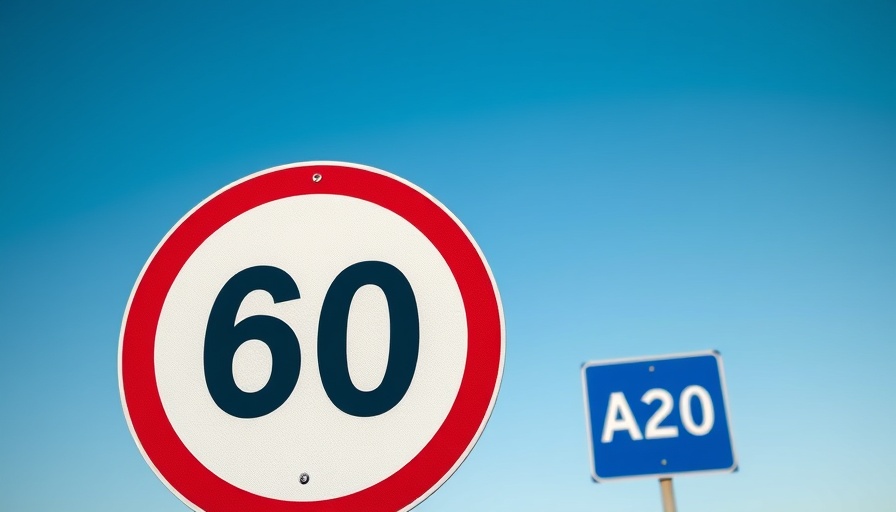 Speed limit 60 sign at A20 highway